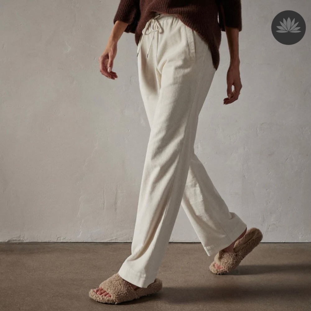 James Perse Size 3 Womens L Wide Leg Corduroy Pant in Alabaster CURRENT STYLE